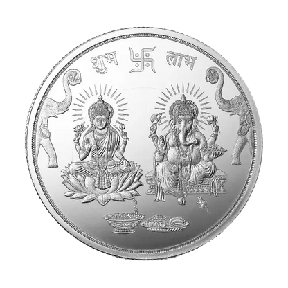 999.9 Purity Ganesh Lakshmi ji Silver Coins With Gift Wrap For Birthday and Marriage Anniversary( Pack Of 2)