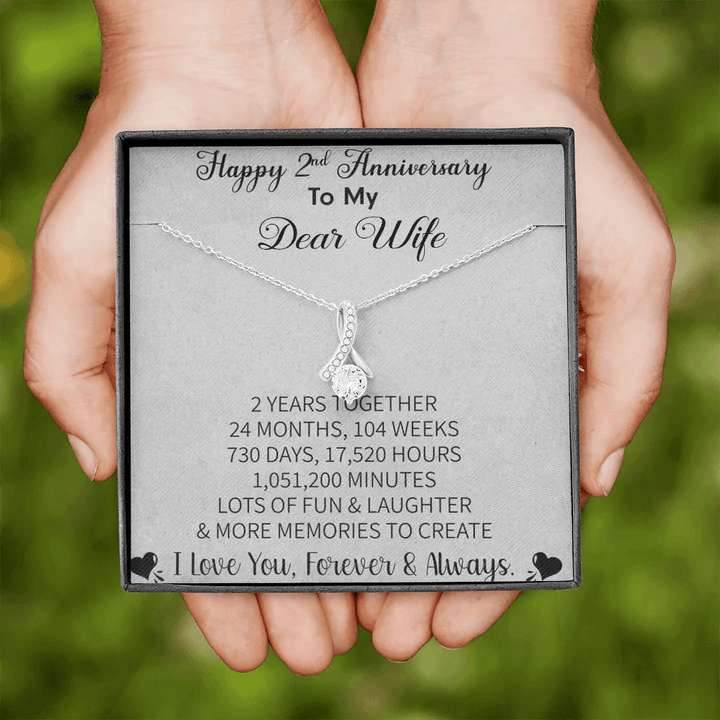 2nd Anniversary Gift For Wife - Pure Silver Pendant With Message Card For Karwa Chauth Rakva