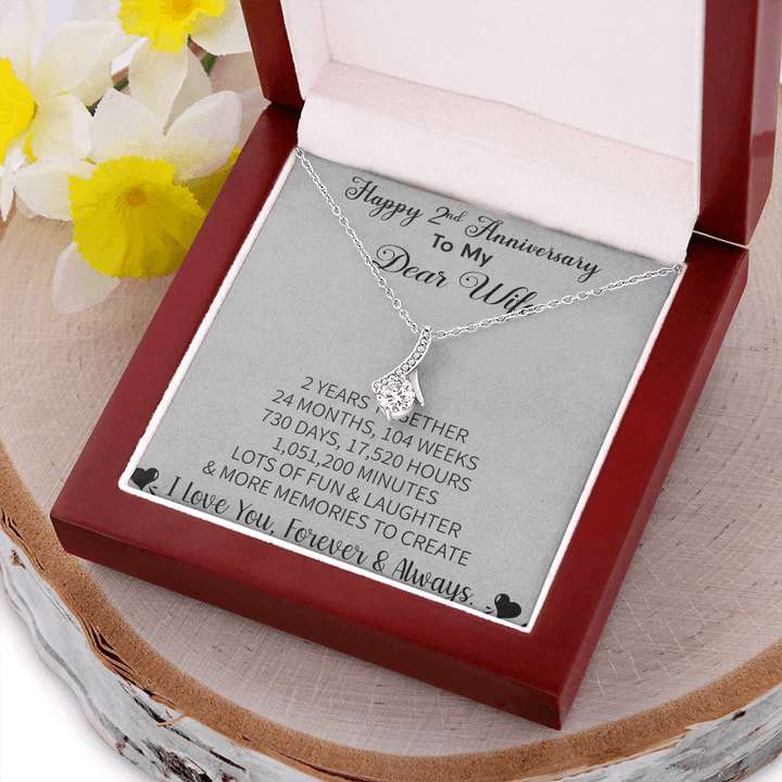 2nd Anniversary Gift For Wife - Pure Silver Pendant With Message Card For Karwa Chauth Rakva