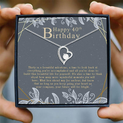 40Th Birthday Necklace “ Happy 40Th Birthday Necklace Card “ Gift For Her Birthday Necklace For Karwa Chauth Rakva