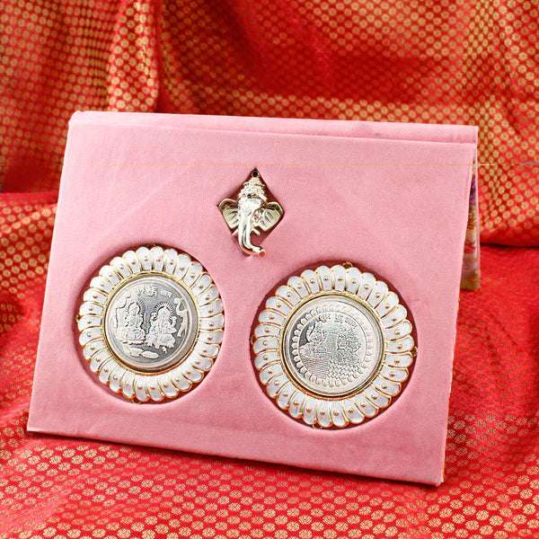 999.9 Purity Ganesh Lakshmi ji Silver Coins With Gift Wrap For Diwali ( Pack Of 2) 10 gram silver coin Rakva