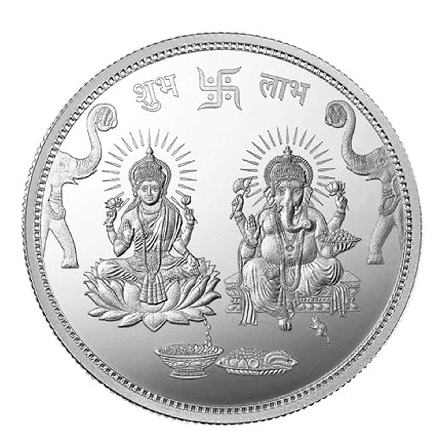 999.9 Purity Ganesh Lakshmi ji Silver Coins With Gift Wrap For Diwali ( Pack Of 2) 10 gram silver coin Rakva