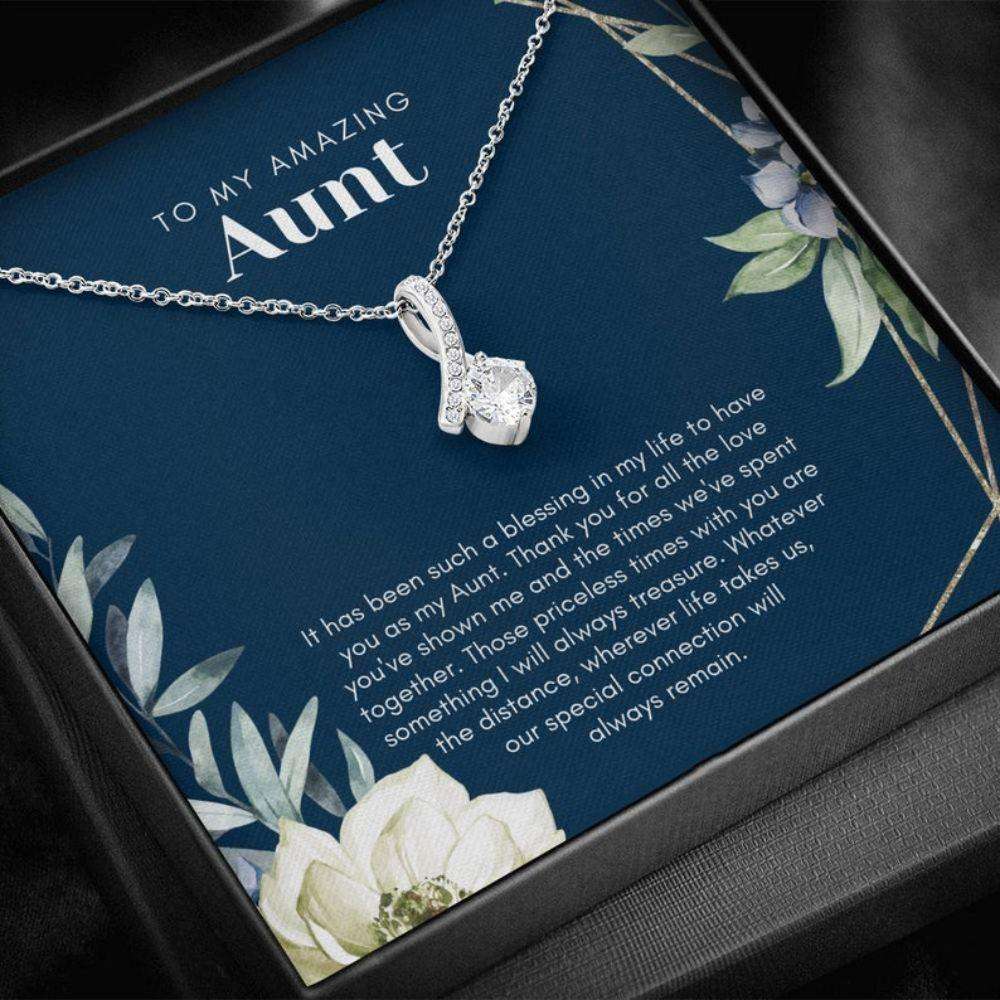 Aunt Necklace, Aunt Gift: Aunt Appreciation Gift, Cubic Zirconia Necklace With Meaningful Card, Auntie Gift Gifts For Godmother/ Godfather Rakva