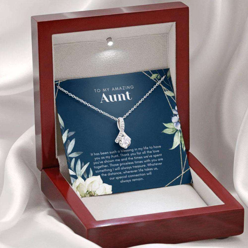 Aunt Necklace, Aunt Gift: Aunt Appreciation Gift, Cubic Zirconia Necklace With Meaningful Card, Auntie Gift Gifts For Godmother/ Godfather Rakva