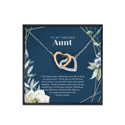 Aunt Necklace, Aunt Gift: Aunt Appreciation Gift, Interlocked Hearts Necklace With Meaningful Card, Auntie Gift Gifts For Godmother/ Godfather Rakva