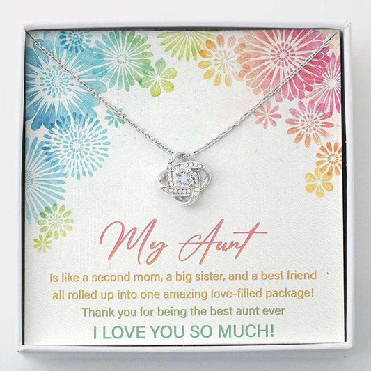Aunt Necklace “ Best Auntie Ever Necklace Gift “ Love Knots , White, Fits Gifts For Godmother/ Godfather Rakva