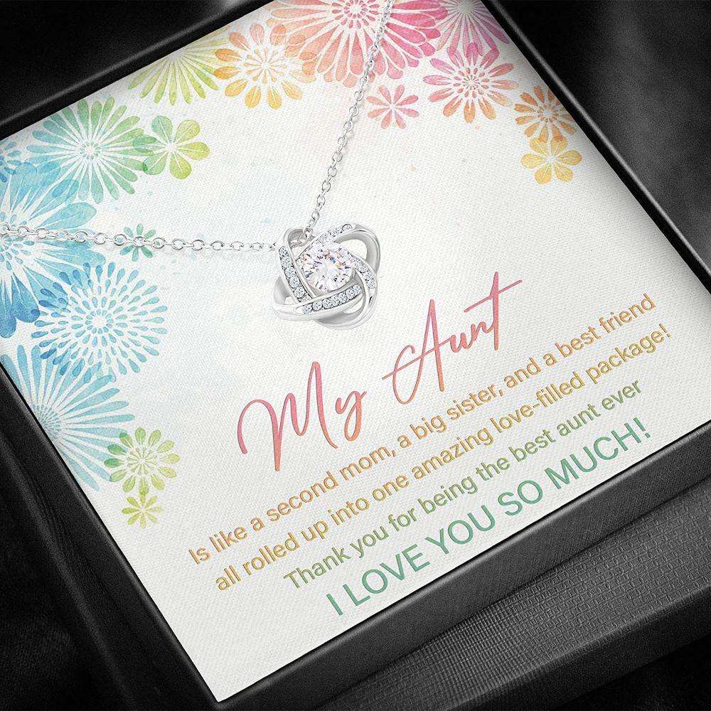 Aunt Necklace “ Best Auntie Ever Necklace Gift “ Love Knots , White, Fits Gifts For Godmother/ Godfather Rakva