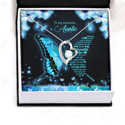 Aunt Necklace, Butterfly Gift For Your Awesome Auntie On Mother’S Forever Love Necklaces Rakva