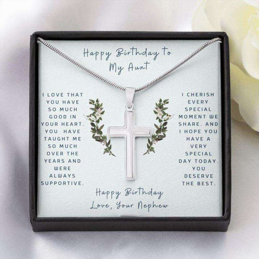 Aunt Necklace, Cross Necklace To Aunt From Nephew “ Faithful Cross Necklace “ Gift Necklace Message Card Rakva