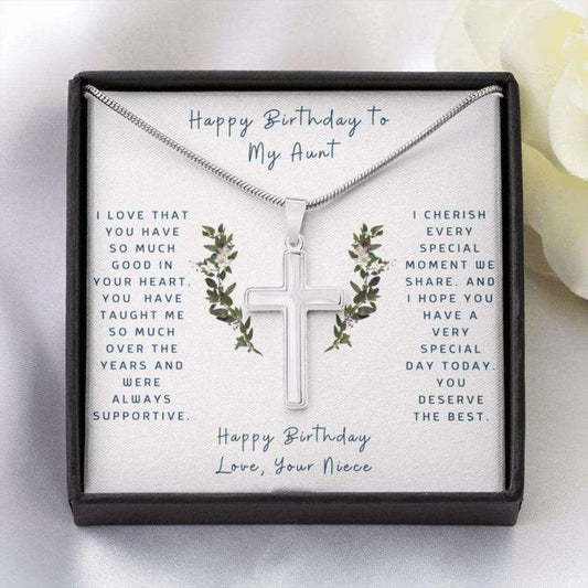 Aunt Necklace, Cross Necklace To Aunt From Niece “ Faithful Cross Necklace “ Gift Necklace Message Card Rakva