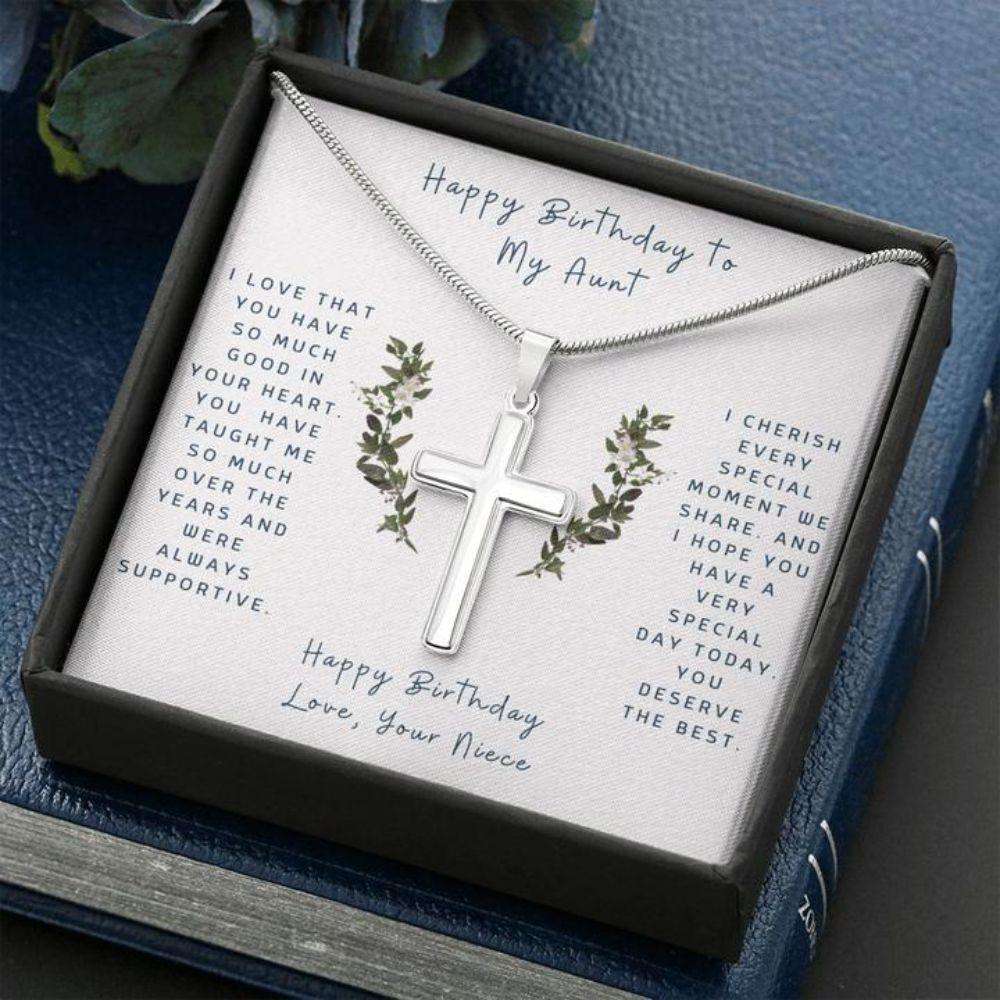 Aunt Necklace, Cross Necklace To Aunt From Niece “ Faithful Cross Necklace “ Gift Necklace Message Card Rakva