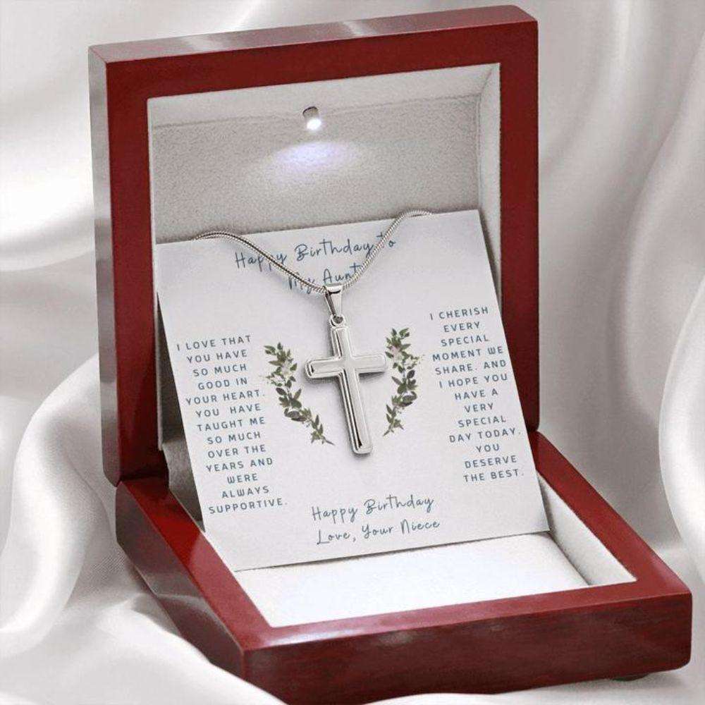 Aunt Necklace, Cross Necklace To Aunt From Niece “ Faithful Cross Necklace “ Gift Necklace Message Card Rakva