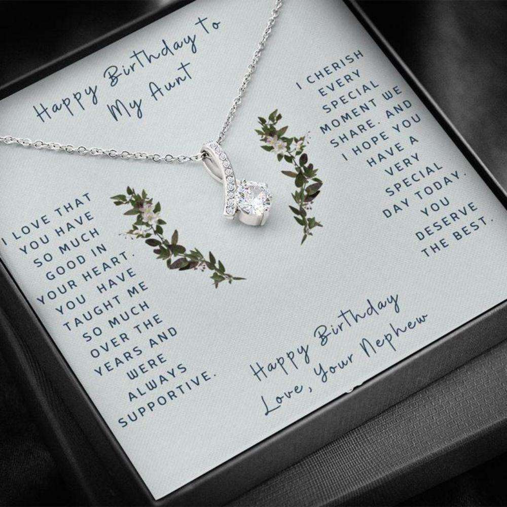 Aunt Necklace, Gift For Aunt “ Gift Necklace Message Card “ Birthday “ To Aunt From Nephew Rakva