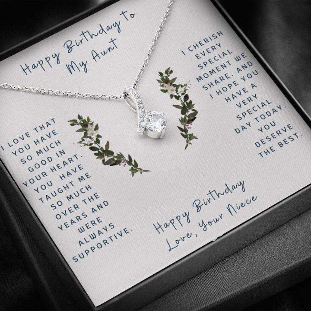 Aunt Necklace, Gift For Aunt “ Gift Necklace Message Card “ Birthday “ To Aunt From Niece Rakva