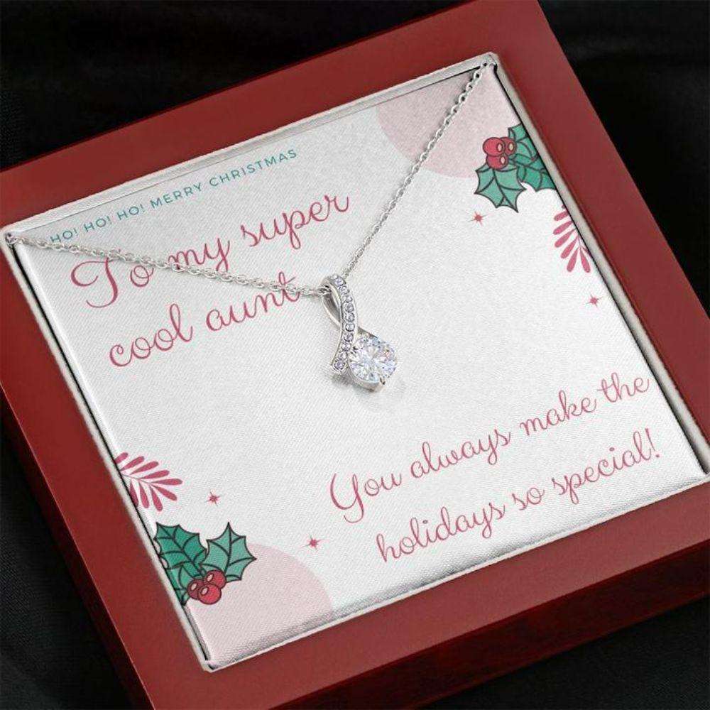 Aunt Necklace “ Gift For Aunt “ Happy Holidays To My Cool Aunt Beauty Necklace Gifts For Godmother/ Godfather Rakva