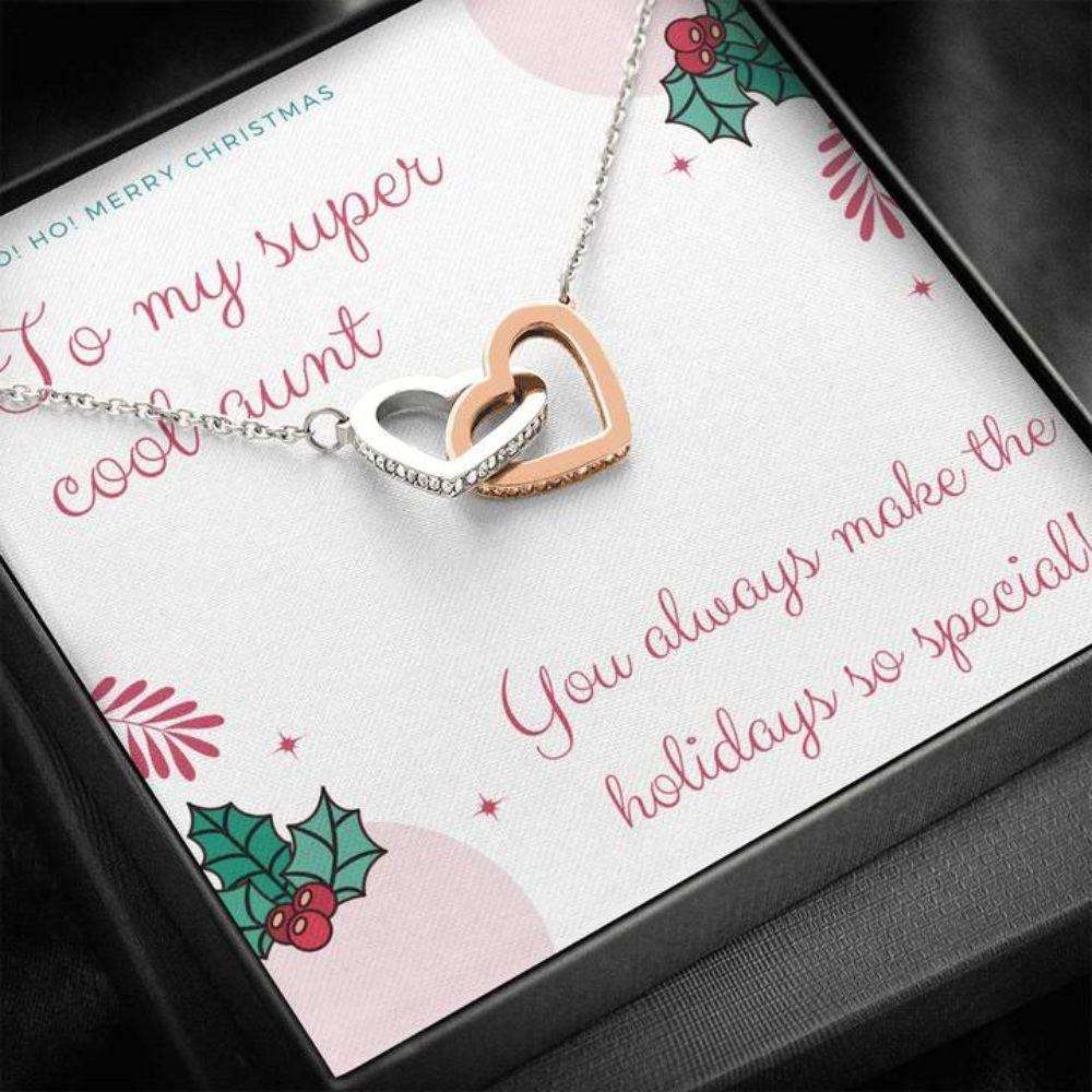 Aunt Necklace “ Gift For Aunt “ Happy Holidays To My Cool Aunt Heart Necklace Gifts For Godmother/ Godfather Rakva