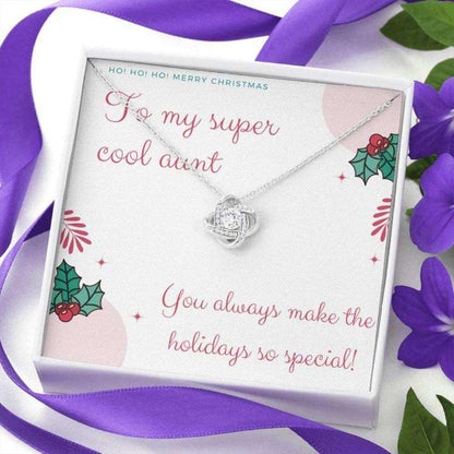 Aunt Necklace “ Gift For Aunt “ Happy Holidays To My Cool Aunt Love Knot Necklace Gifts For Godmother/ Godfather Rakva