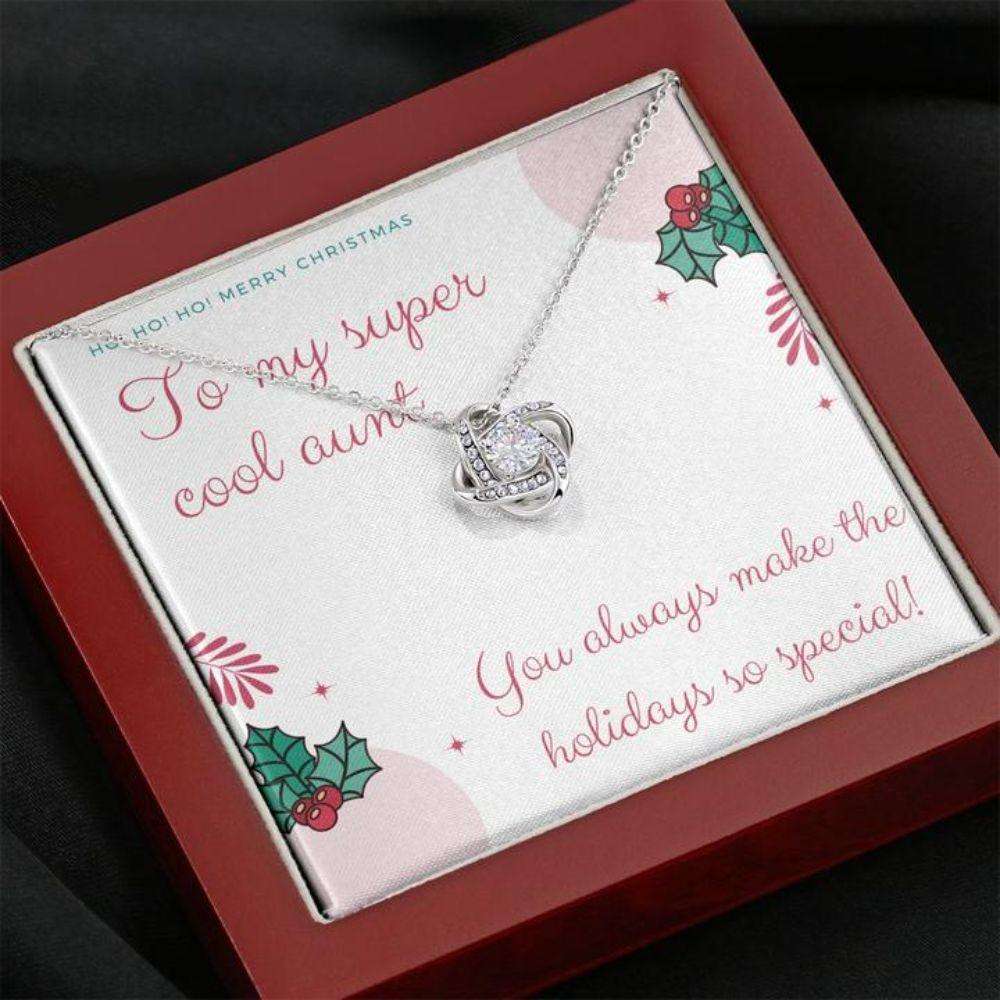 Aunt Necklace “ Gift For Aunt “ Happy Holidays To My Cool Aunt Love Knot Necklace Gifts For Godmother/ Godfather Rakva