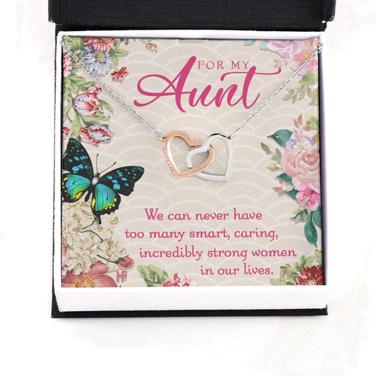 Aunt Necklace, Gift For Mother’S Day Smart Caring Strong Women, A Heart-Melt Floral Message Card Hearts Necklace Gifts For Godmother/ Godfather Rakva