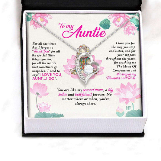 Aunt Necklace, Gift For Your Beautiful Auntie On Mother’S Day With Lotus Illustration Forever Love Necklaces Rakva