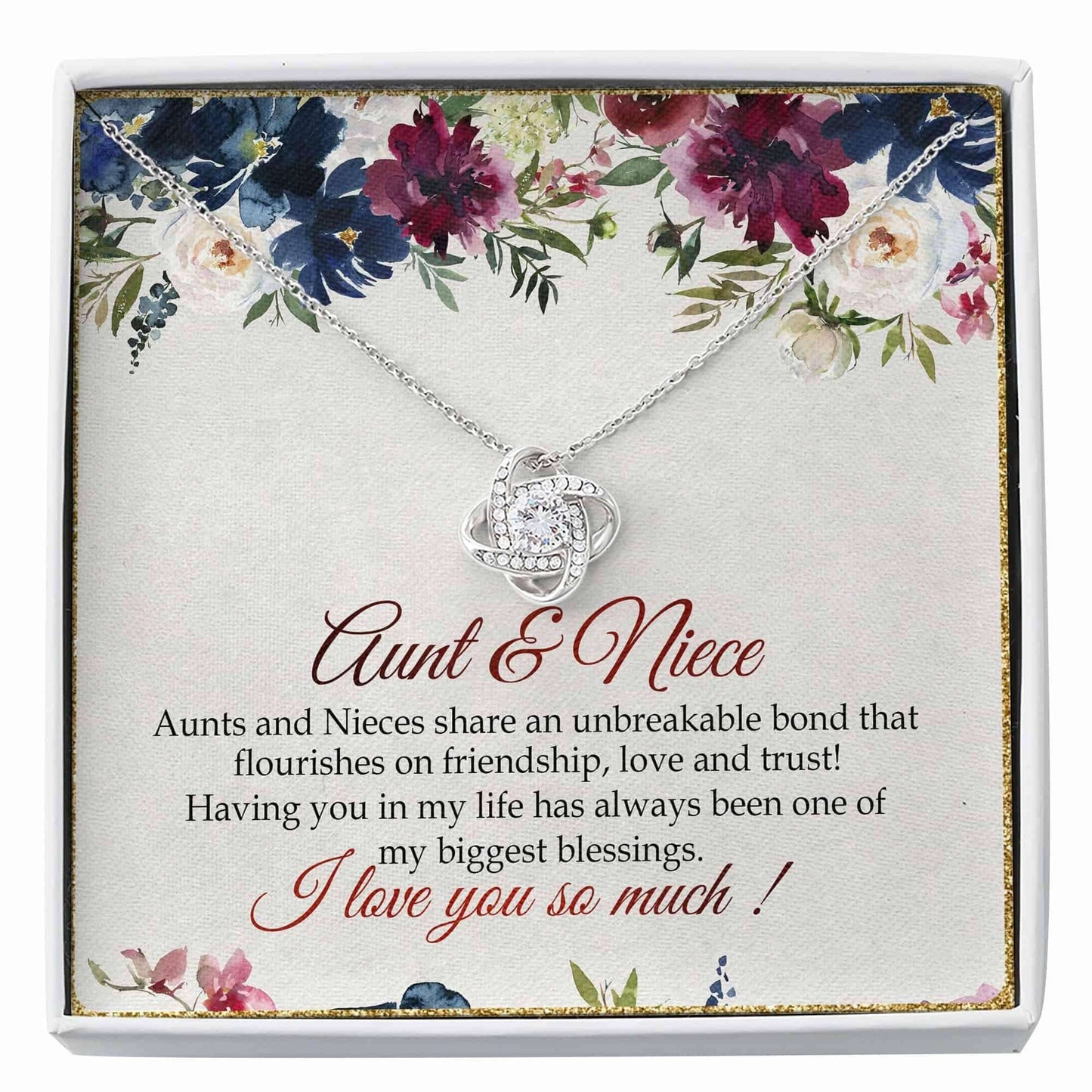 Aunt Necklace, Niece Necklace, Aunt And Niece Gift “ Necklace For Aunt Unbreakable Bond Gift “ Love Knot Gifts for Niece Rakva