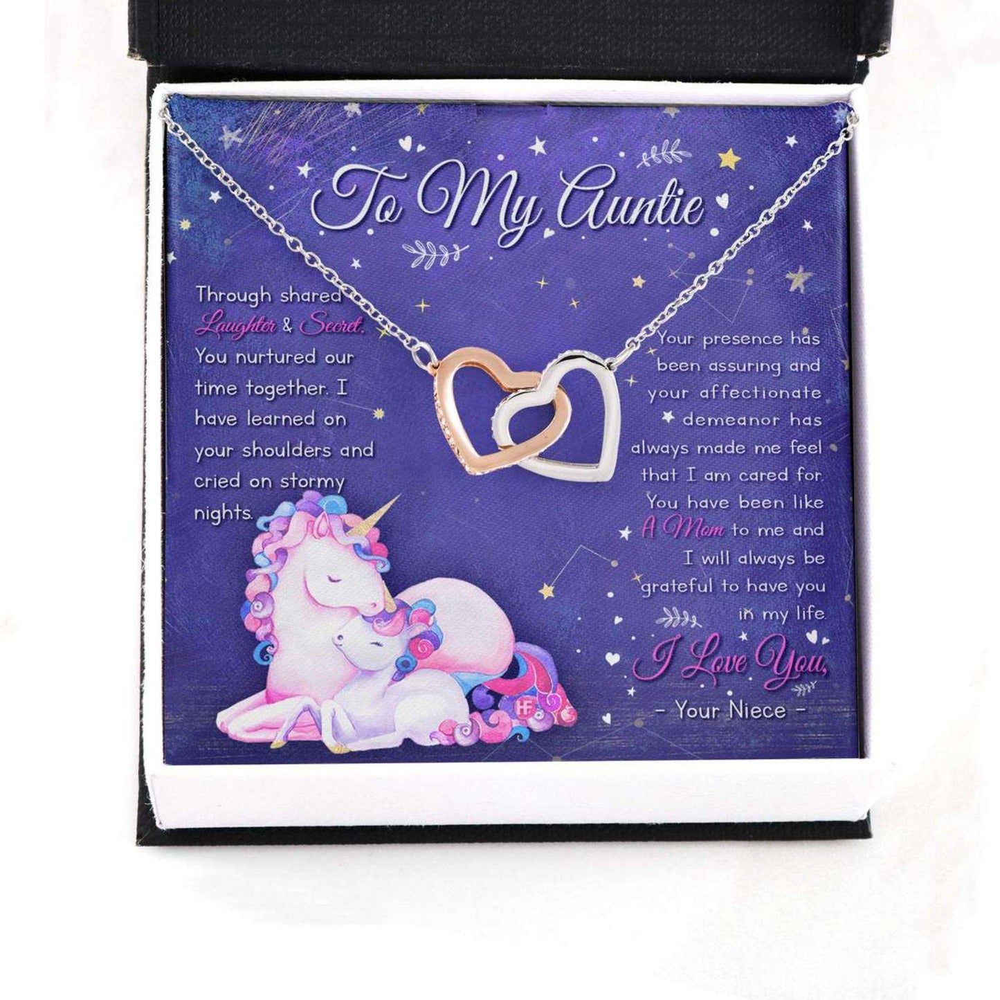 Aunt Necklace, Stepmom Necklacegift For Your Magical Unicorn Auntie On Mother’S Day Interlocking Hearts Necklaces Rakva