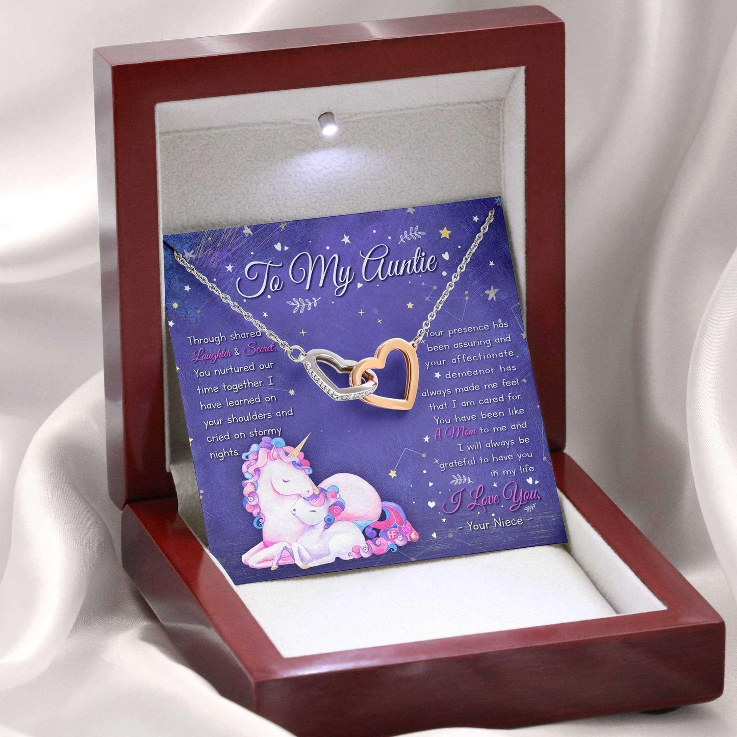 Aunt Necklace, Stepmom Necklacegift For Your Magical Unicorn Auntie On Mother’S Day Interlocking Hearts Necklaces Rakva