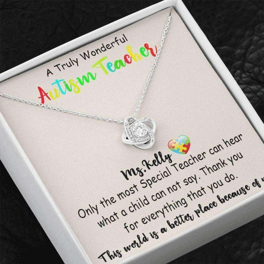 Autism Teacher Necklace Gifts, Personalized Name’S Teacher Gifts, Autism Awareness Necklace, Necklace, Special Education Teacher Necklace Rakva