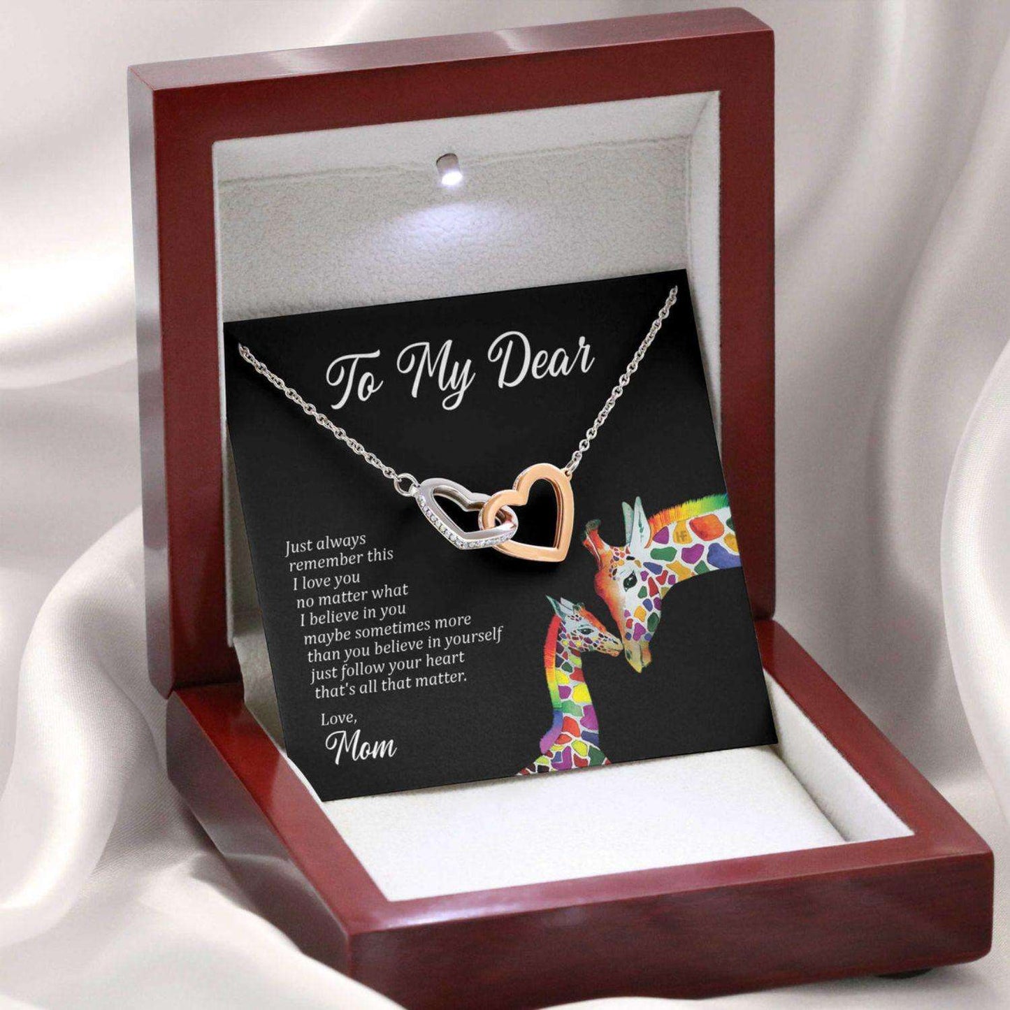 Awareness Necklace: I Love You No Matter What, Meaningful Autism Message Card Hearts Necklace Rakva