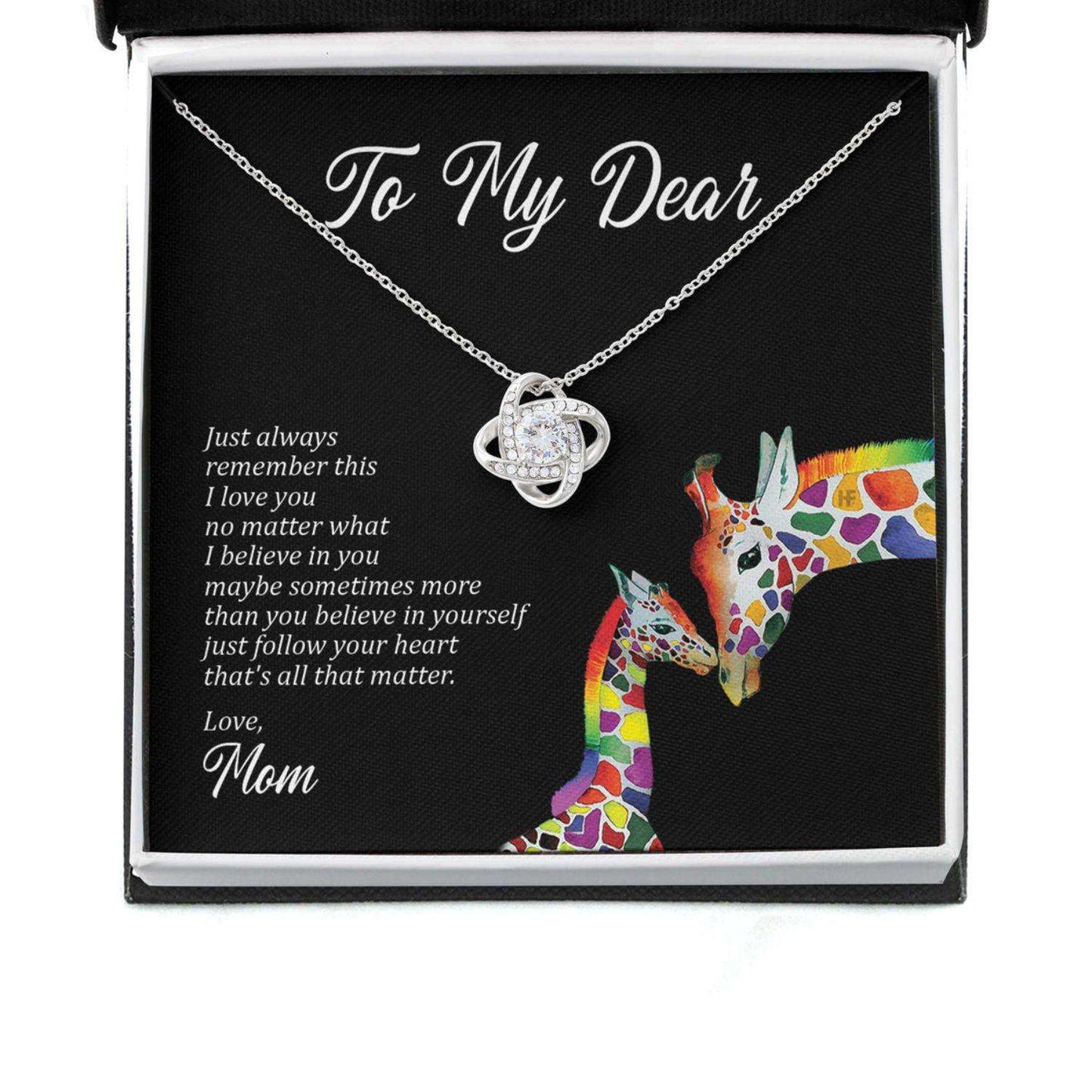 Awareness Necklace: I Love You No Matter What, Meaningful Autism Message Card Love Knot Necklace Rakva