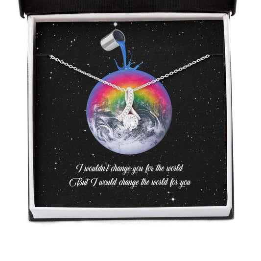 Awareness Necklace: I Would Change The World For You V1, Meaningful Autism Message Card Beauty Necklace Rakva