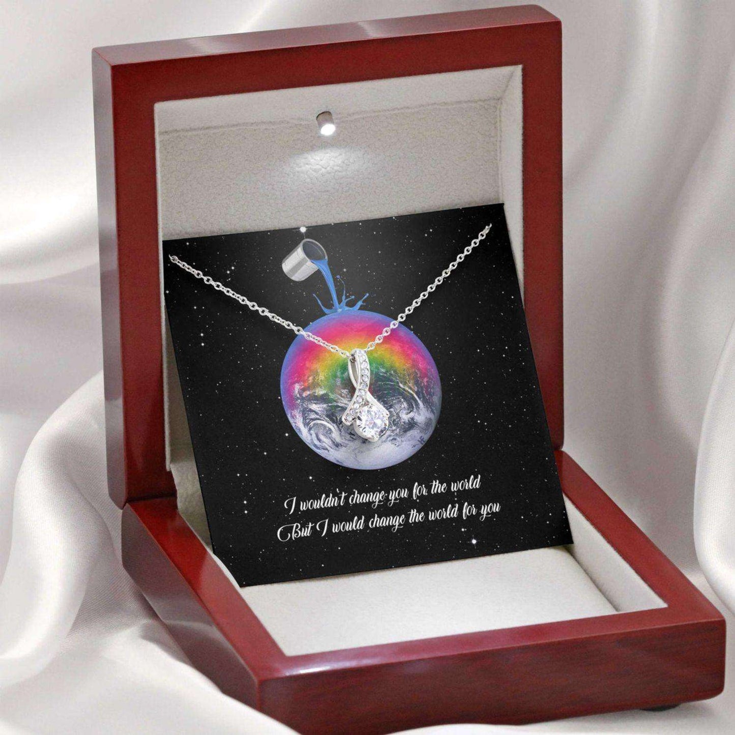 Awareness Necklace: I Would Change The World For You V1, Meaningful Autism Message Card Beauty Necklace Rakva