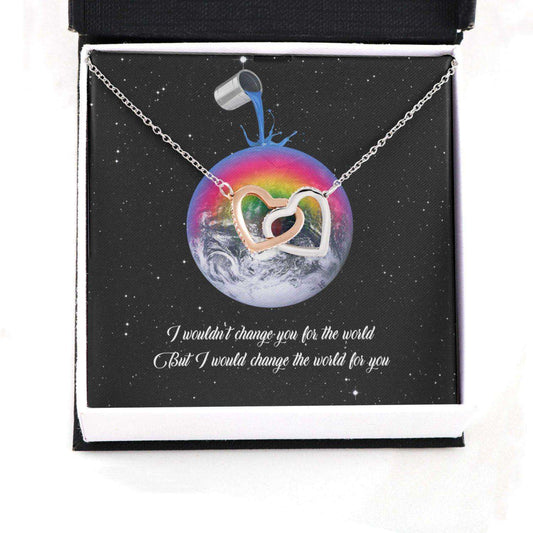 Awareness Necklace: I Would Change The World For You V1, Meaningful Autism Message Card Hearts Necklace Rakva