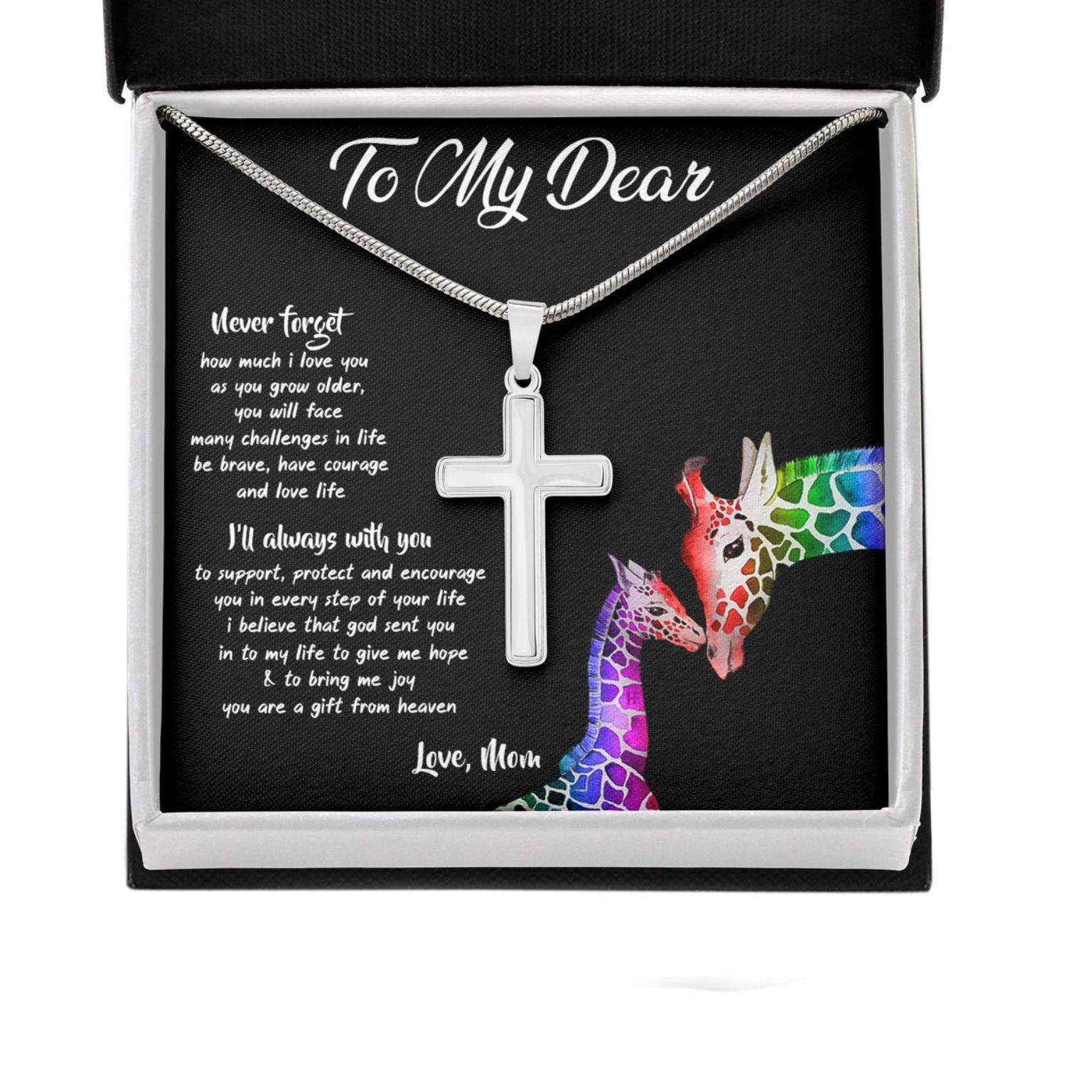 Awareness Necklace: Never Forget How Much I Love You, Meaningful Autism Message Card Cross Necklace Rakva