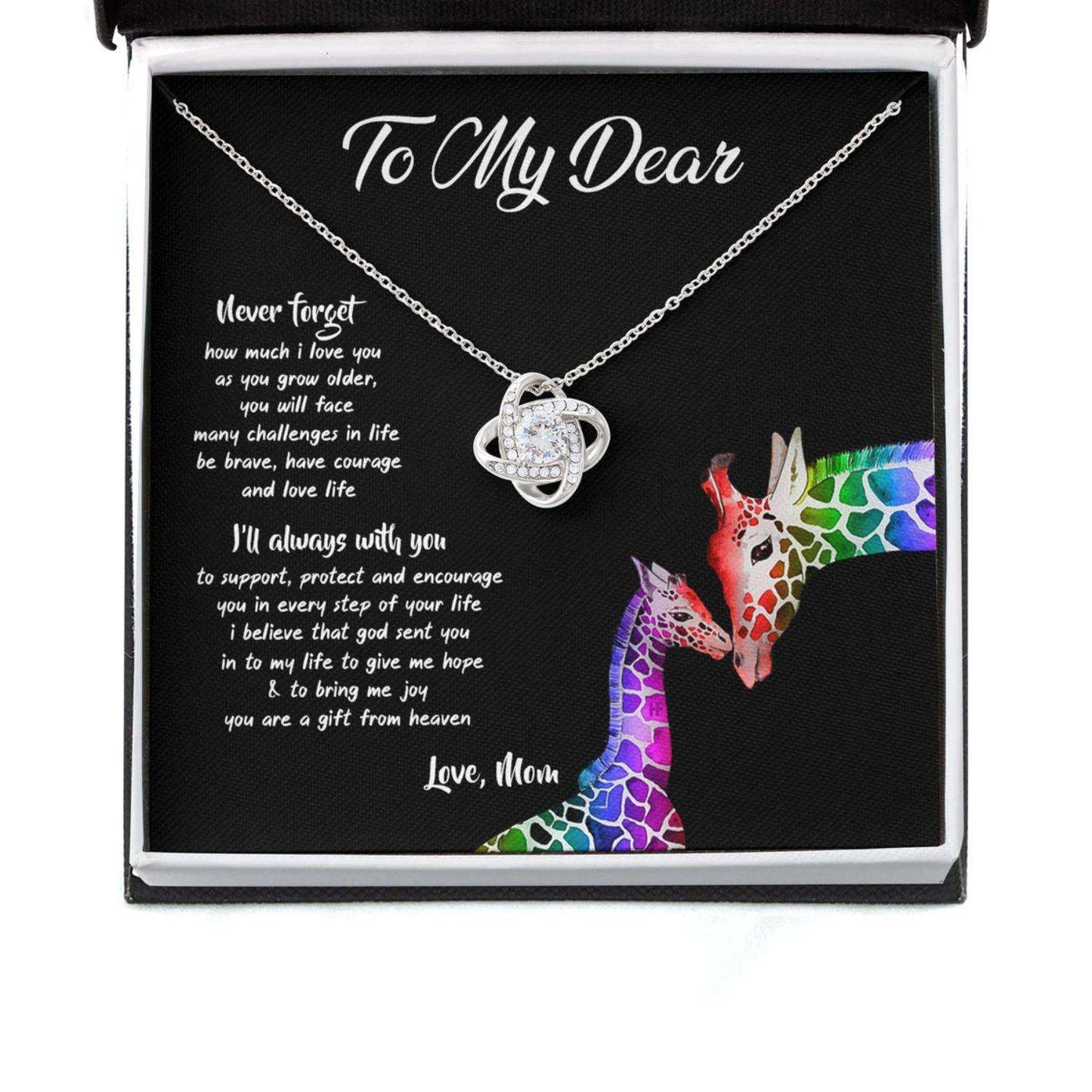 Awareness Necklace: Never Forget How Much I Love You, Meaningful Autism Message Card Love Knot Necklace Rakva