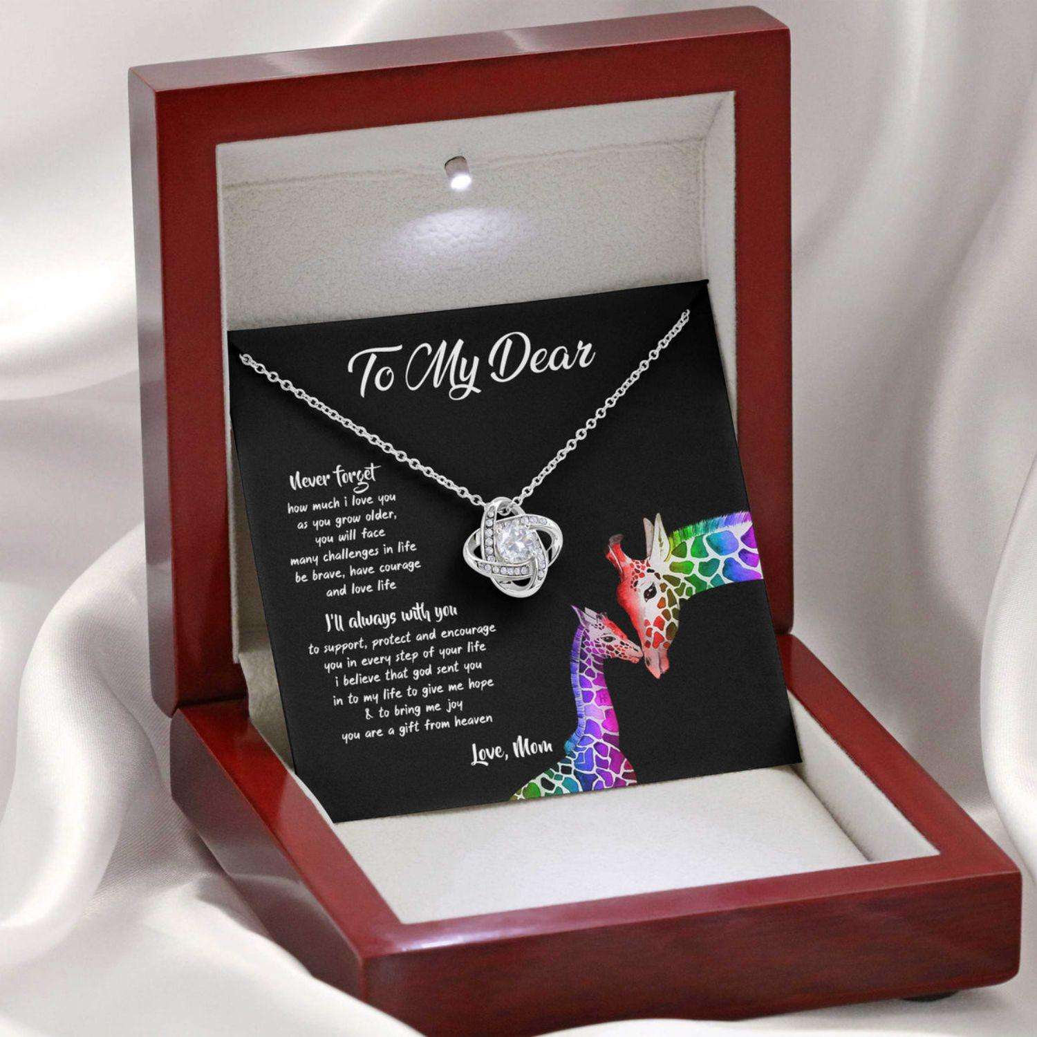 Awareness Necklace: Never Forget How Much I Love You, Meaningful Autism Message Card Love Knot Necklace Rakva