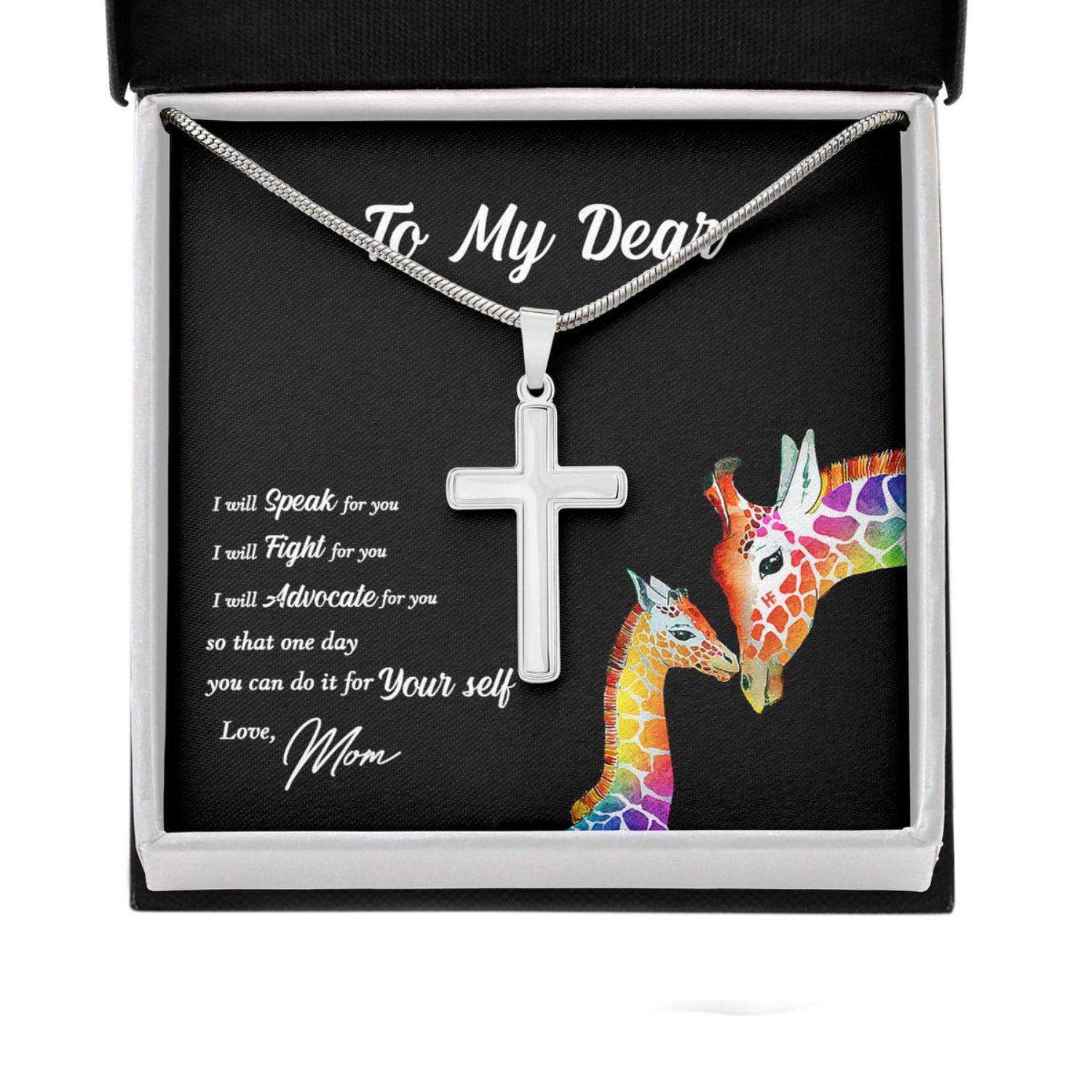 Awareness Necklace: One Day You Can Do It For Yourself, Meaningful Autism Message Card Cross Necklace Rakva