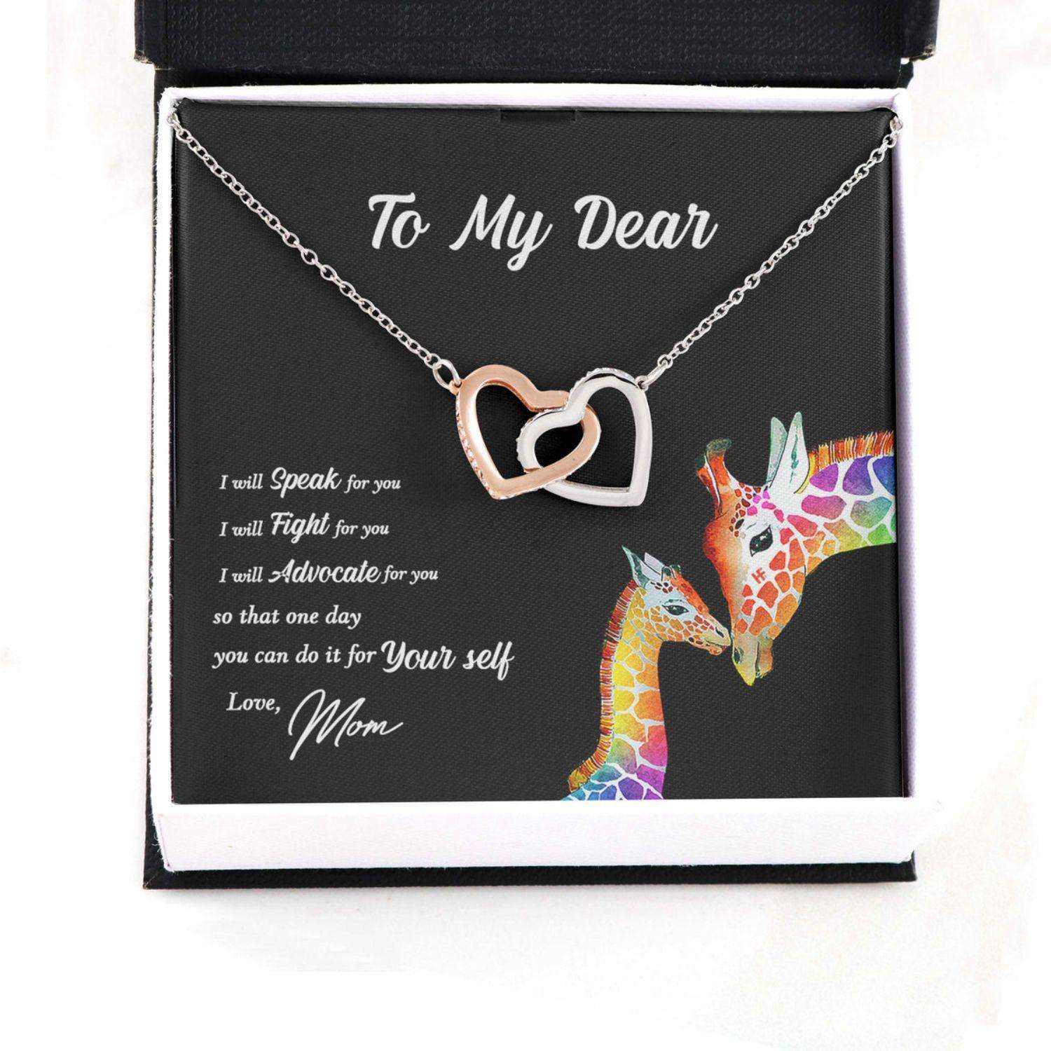 Awareness Necklace: One Day You Can Do It For Yourself, Meaningful Autism Message Card Hearts Necklace Rakva