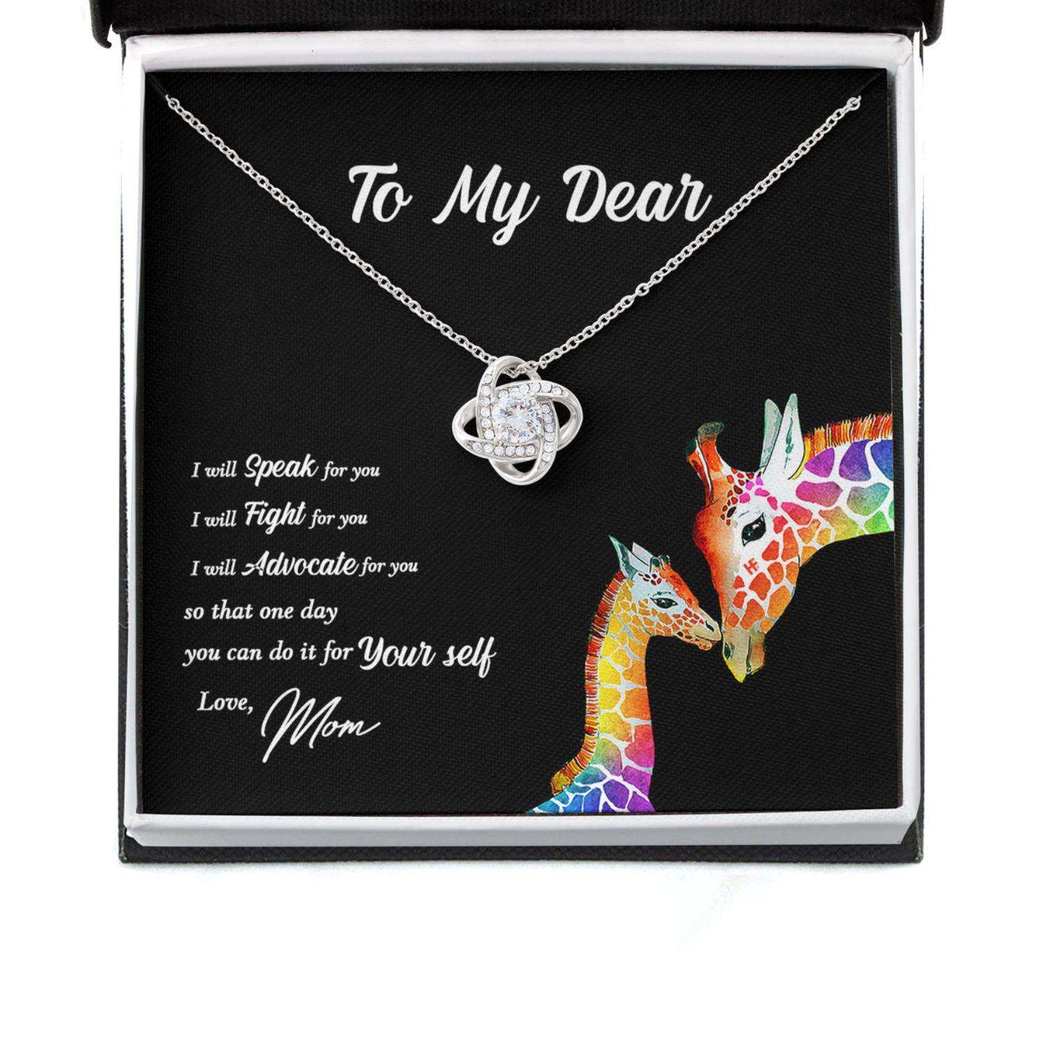 Awareness Necklace: One Day You Can Do It For Yourself, Meaningful Autism Message Card Love Knot Necklace Rakva