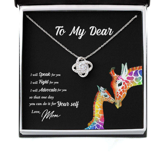 Awareness Necklace: One Day You Can Do It For Yourself, Meaningful Autism Message Card Love Knot Necklace Rakva