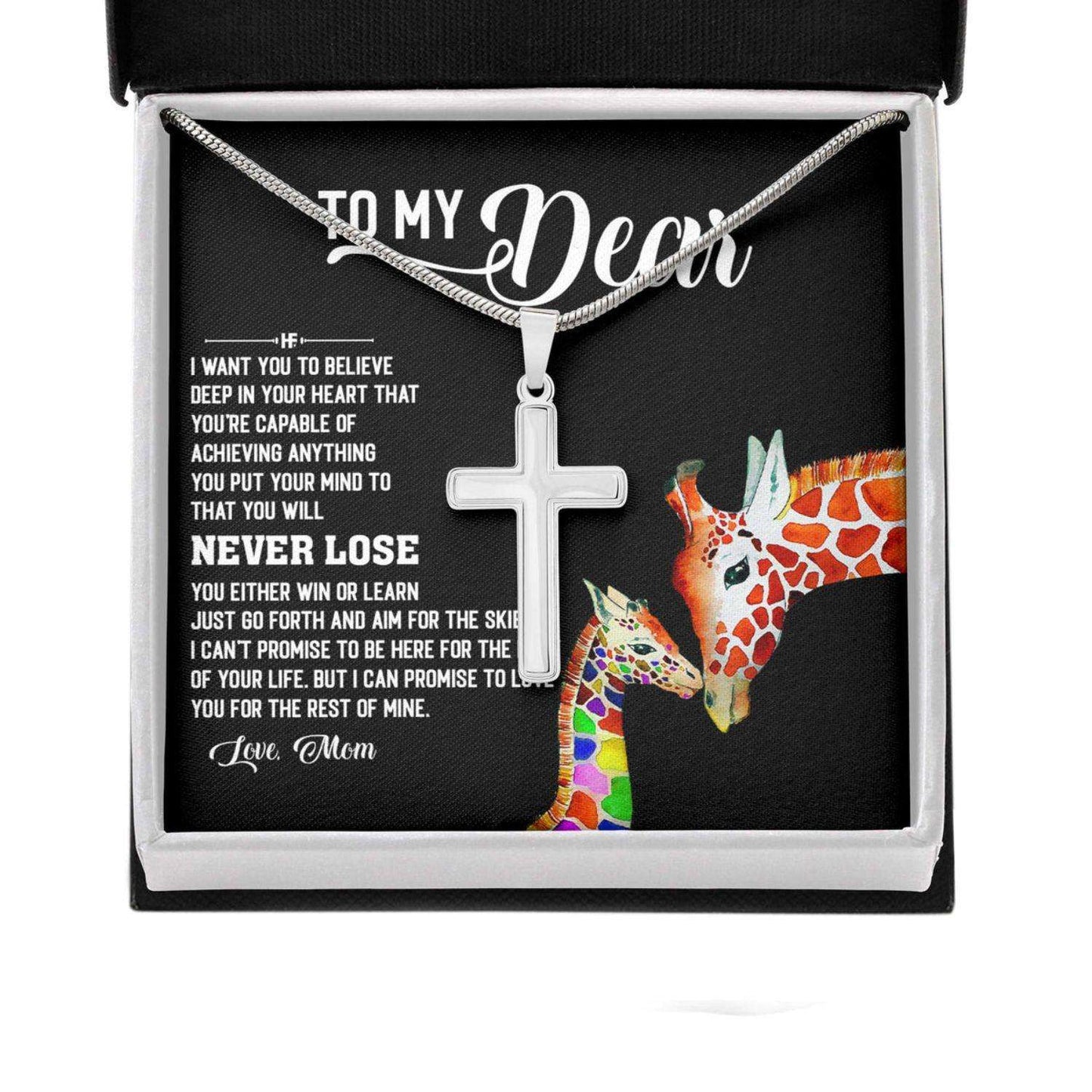 Awareness Necklace: Promise To Love You, Giraffe Meaningful Autism Message Card Cross Necklace Rakva