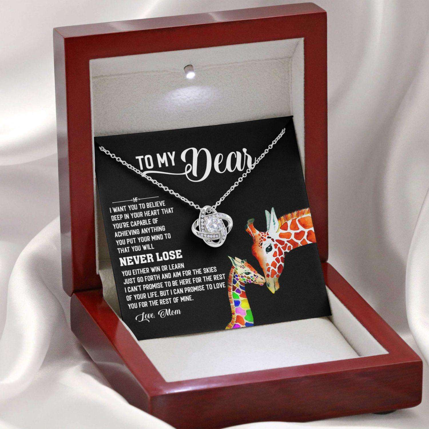 Awareness Necklace: Promise To Love You, Giraffe Meaningful Autism Message Card Love Knot Necklace Rakva