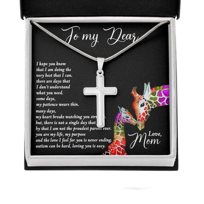 Awareness Necklace: You Are My Life Purpose, Meaningful Autism Message Card Cross Necklace Rakva