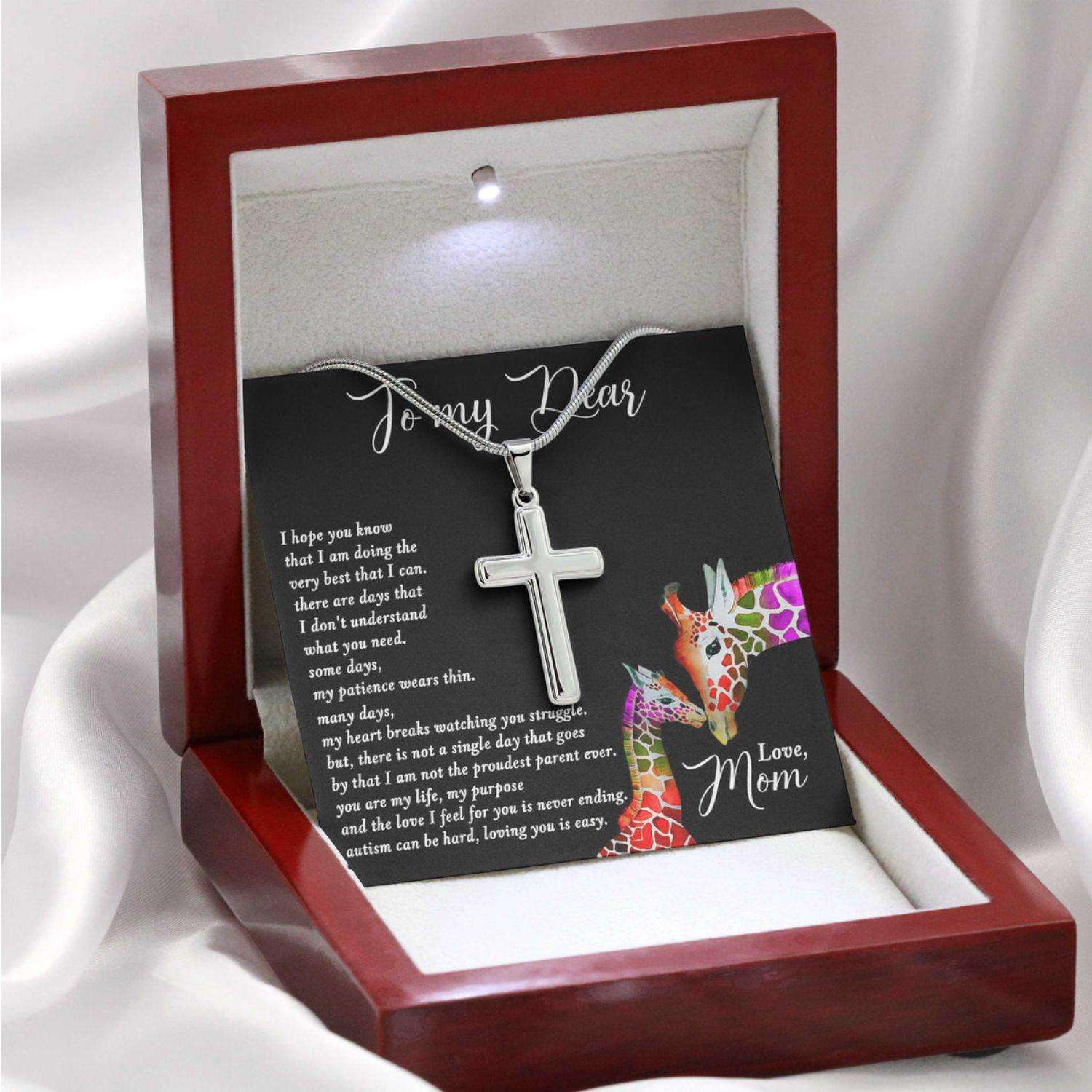 Awareness Necklace: You Are My Life Purpose, Meaningful Autism Message Card Cross Necklace Rakva