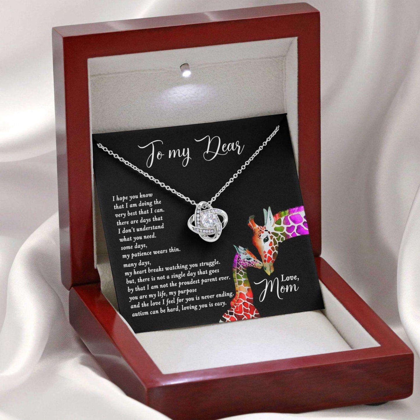 Awareness Necklace: You Are My Life Purpose, Meaningful Autism Message Card Love Knot Necklace Rakva