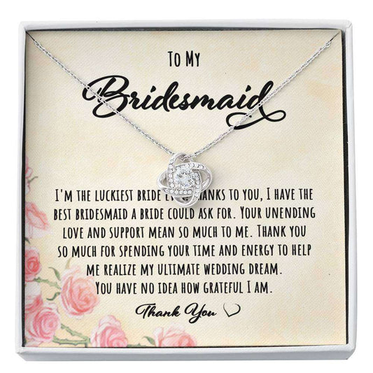 Best Friend Necklace, Gift From Bride To My Bridesmaid On My Wedding Day “ Love Knot Necklace Gifts For Friend Rakva