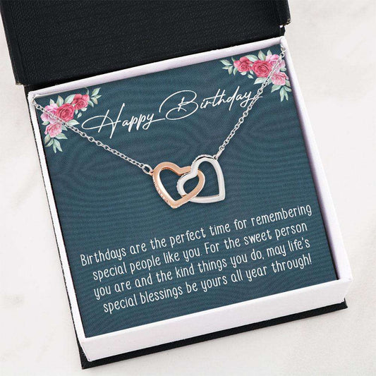 Best Friend Necklace, Happy Birthday Necklace “ Interlocking Hearts Necklace Gifts For Friend Rakva