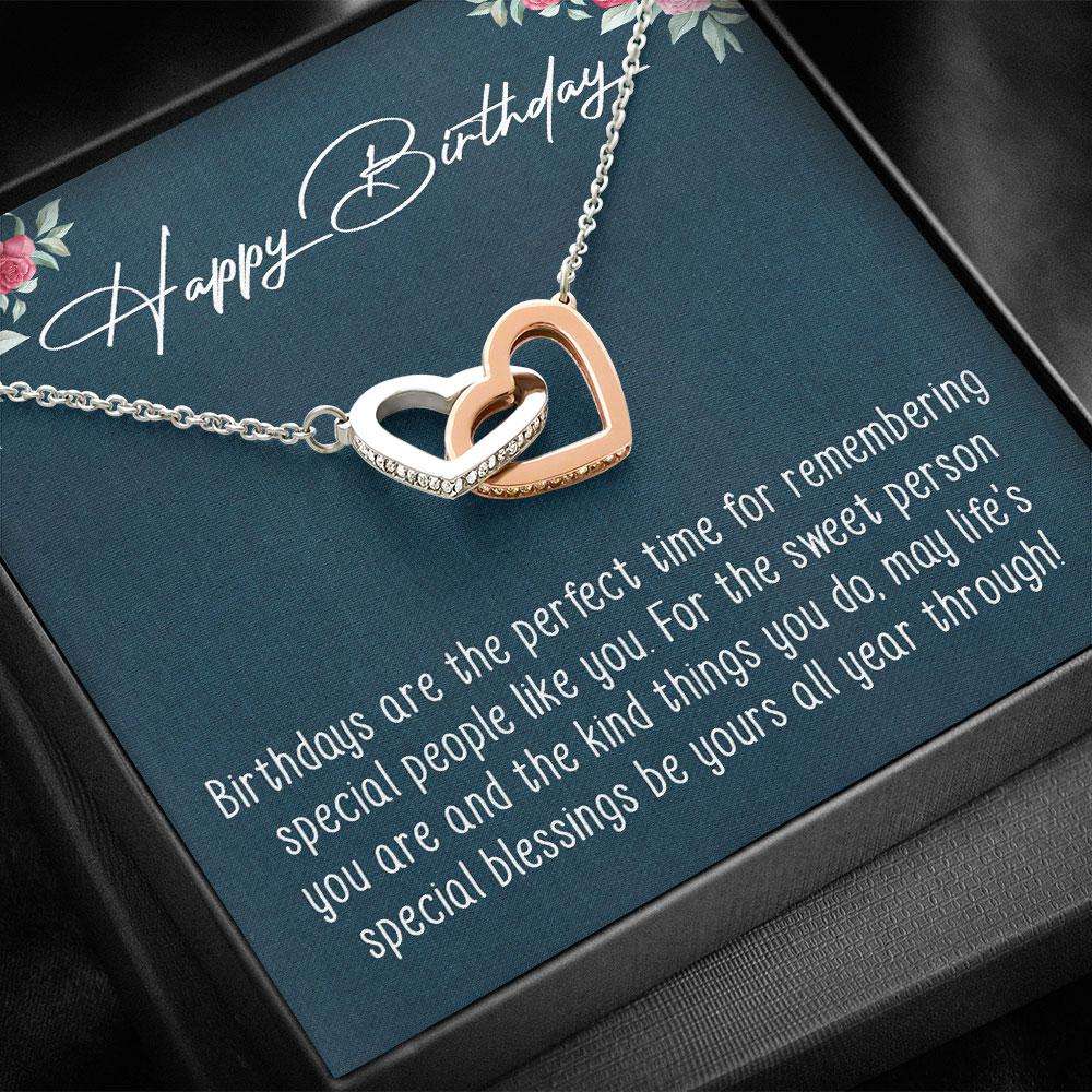 Best Friend Necklace, Happy Birthday Necklace “ Interlocking Hearts Necklace Gifts For Friend Rakva