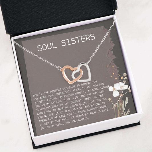 Best Friend Necklace, Soul Sisters Necklace “ Interlocking Hearts Necklace Gifts For Friend Rakva