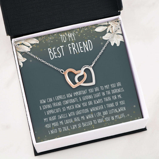 Best Friend Necklace, To My Best Friend “ Interlocking Hearts Necklace Gifts For Friend Rakva